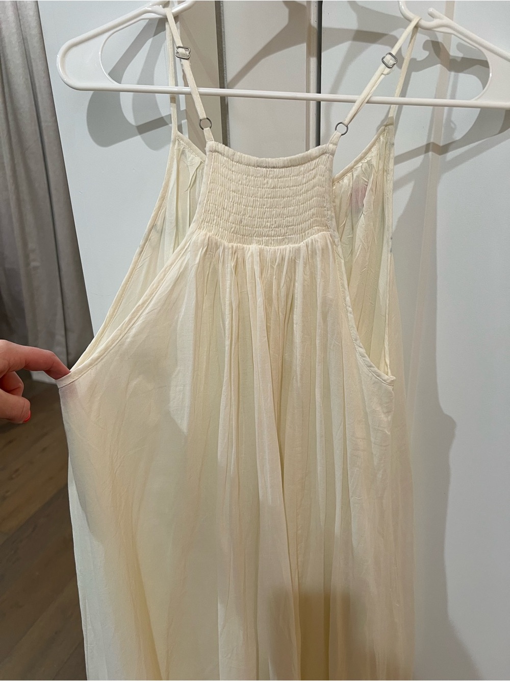 Free People Cream Maxi Dress with Pink & Green Embroidery - Picture 5 of 5